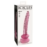 Icicles Realistic Pink Glass Dildo With Suction Cup
